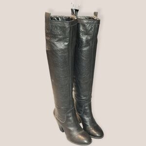 Women Vintage Leather Black Tall Boots By Vince Camuto Size 7B/37